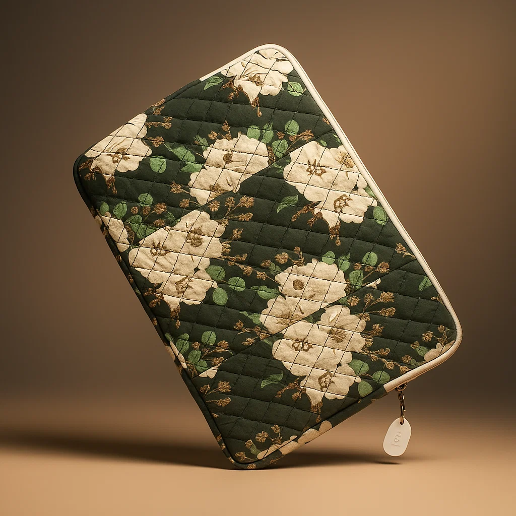 Green Floral Laptop Bag